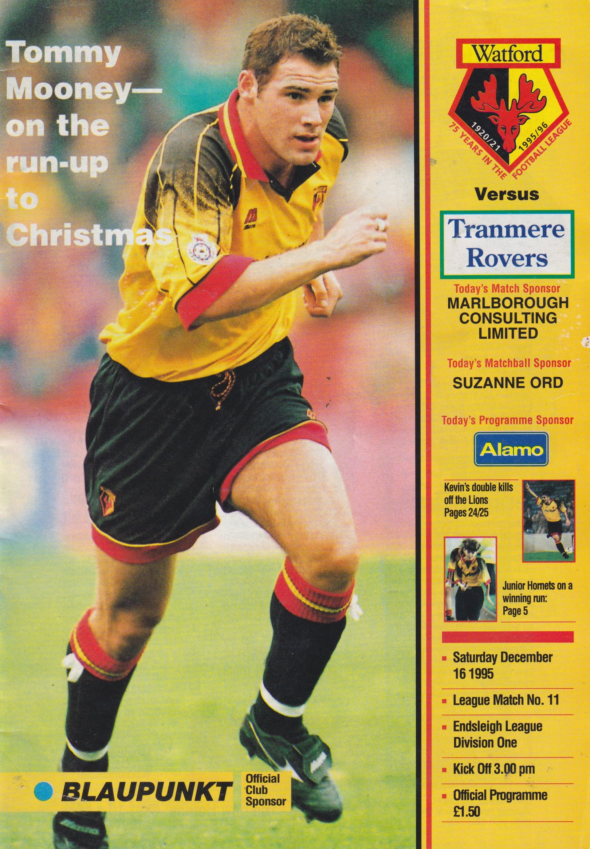 Watford v Tranmere Rovers match programme